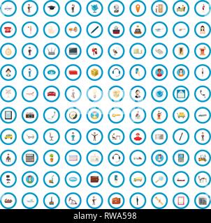 100 corporation icons set, cartoon style Illustration de Vecteur