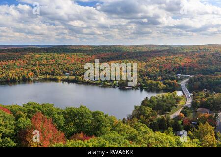 Forêt d'automne au lac des Baies, Dorset, Ontario, Canada Banque D'Images