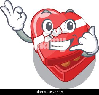 Chocolat coeur Appelez-moi fort au-dessus de cartoon réfrigérateur Illustration de Vecteur