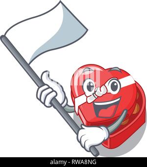 Avec le drapeau au-dessus de la boîte de chocolat coeur cartoon réfrigérateur Illustration de Vecteur