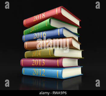 Pile de livres avec nouvelle année. Image avec clipping path Banque D'Images