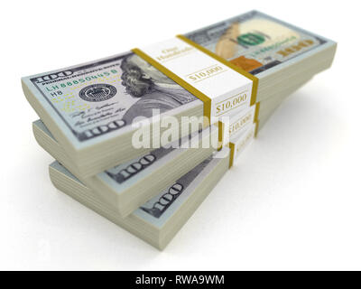 Pile de dollars. Image avec clipping path Banque D'Images