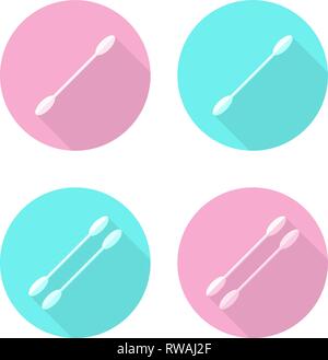Design plat simple coton stick sur fond rond avec ombre. Vector Illustration. Illustration de Vecteur