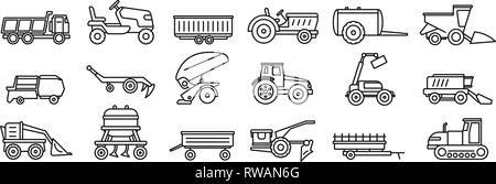 L'équipement de machines agricoles icons set. Contours ensemble de machines agricoles pour l'équipement vector icons web design isolé sur fond blanc Illustration de Vecteur