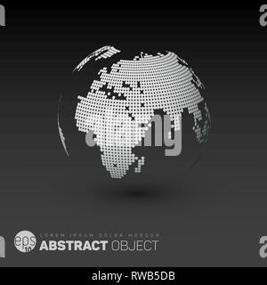 Carte du monde globe template fait à partir de points pour vos rapports d'infographies - version sombre Illustration de Vecteur