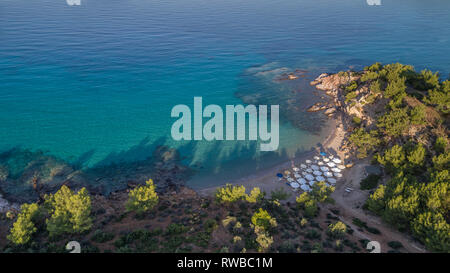 Vue aérienne de la plage de Notos. L'île de Thassos, Grèce Banque D'Images