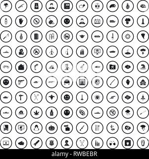 L'oppression 100 icons set, le style simple Illustration de Vecteur