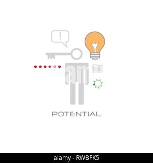Nouvelle idée d'affaires potentiel créatif travailleur compétences inspiration créative concept de leadership style ligne fond blanc Illustration de Vecteur