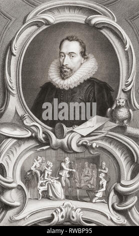 Sir Francis Walsingham, 1532 - 1590. D'état anglais et le chef du renseignement pour la Reine Elizabeth I. de l'édition 1813 des chefs d'illustres personnes de Grande-Bretagne, gravé par M. Houbraken et Monsieur la vertu de leur vie et de caractères. Banque D'Images