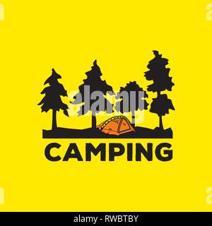 Camping logo Vector. En plein air sur le toit. Icône tente Illustration de Vecteur