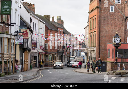 Ashbourne, UK. 5e Mar, 2019. Le Mardi Gras Royal Football, jour 1 ; vue générale d'Ashbourne avant la coupe montrant magasins barricadés et banderoles à travers les rues : Action Crédit Plus Sport/Alamy Live News Banque D'Images