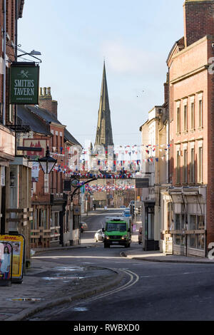 Ashbourne, UK. 5e Mar, 2019. Le Mardi Gras Royal Football, jour 1 ; vue générale d'Ashbourne avant la coupe montrant magasins barricadés et banderoles à travers les rues : Action Crédit Plus Sport/Alamy Live News Banque D'Images