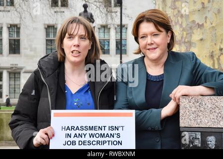La place du parlement, Londres, Royaume-Uni. 5e Mar 2019. Jess Phillips MP, Maria Miller MP.Le harcèlement en milieu de travail journée d'action.Parliament Square, London.UK Crédit : michael melia/Alamy Live News Banque D'Images