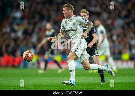 5 mars 2019 Madrid, Espagne real madrid football v AFC Ajax Champions League 2018-2019 Toni Kroos du Real Madrid Banque D'Images