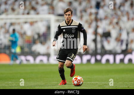 Madrid, Espagne. 5e Mar, 2019. (Ajax) : Football/soccer Ligue des Champions Tour de 16 2ème match aller entre le Real Madrid CF 1-4 AFC Ajax au Santiago Bernabeu à Madrid, Espagne . Credit : Mutsu Kawamori/AFLO/Alamy Live News Banque D'Images