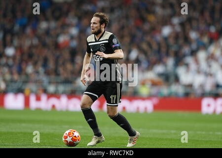 Madrid, Espagne. 5e Mar, 2019. (Ajax) : Football/soccer Ligue des Champions Tour de 16 2ème match aller entre le Real Madrid CF 1-4 AFC Ajax au Santiago Bernabeu à Madrid, Espagne . Credit : Mutsu Kawamori/AFLO/Alamy Live News Banque D'Images