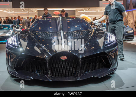 Genève, Suisse. 6 mars, 2019. La nouvelle Bugatti Veyron présenté à la presse jours de la 89e Salon International de l'Automobile de Genève. Crédit : Eric Dubost/Alamy Live News Banque D'Images