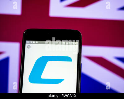 L'Ukraine. Mar 6, 2019. Cobham plc logo de l'entreprise vu affichée sur un téléphone intelligent. Crédit : Igor Golovniov SOPA/Images/ZUMA/Alamy Fil Live News Banque D'Images