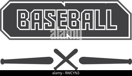 Vector illustration de baseball logo noir texte en noir et de l'illustration d'un bâton de baseball Illustration de Vecteur