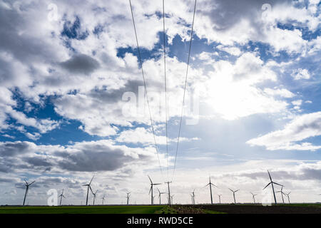 Champs Goole Wind Farm près de Goole. À partir d'une série de photos prises à Goole, Yorkshire. Date de la photo : le mardi 5 mars 2019. Photo : Roger Garfield/Alamy Banque D'Images