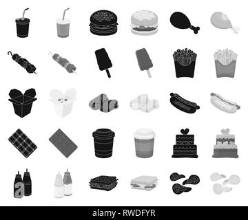 Barbecue,Black,fort,monochrome,petit déjeuner,cafe,poulet,gâteau au chocolat,chinois,, café, cola,collection,concept,confort,cuisine,lave,farine,élément,alimentation,frites,jambon,hamburger,icône,hot dog,illustration,isolé,ingrédient,ketchup, cuisine, le déjeuner,moutarde,viande,nouilles,pizza,nuggets,produit,restaurant,service,sandwich,set,doux,signe symbole,vecteur vecteurs vecteur , Illustration de Vecteur