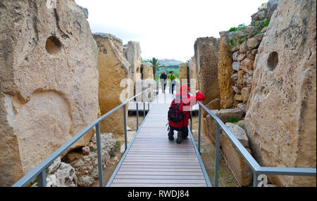 Les temples de Ggantija, village de Xaghra, GOZO, Malta, Europe Banque D'Images