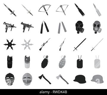 Les armes d'assaut,,,ax,noir,combat,monochrome,lames,balles déshydratante,collection,combat,arbalète,design,défense,feu,Grenade,gaz,gun,remise,casque,suspension,illustration,isolé,couteau,logo,masque,moyens,metal,médiévale,militaires,,modernes,nunchuk,1,carabine,set,shuriken,signer,sniper,acier,soldat,épée,cote,tags,deux,uzi vecteur,guerre,armes,armes,vecteurs vecteur web , Illustration de Vecteur