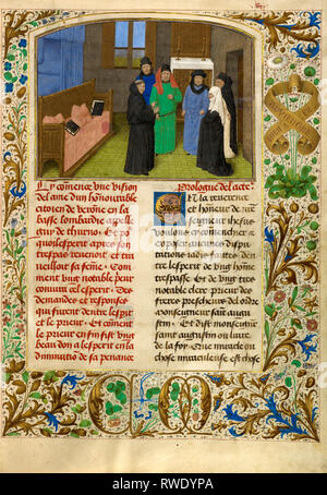 Un moine et Guy's widow la conversation avec l'âme de Guy de Thurno ; Simon Marmion, flamand (1450 - 1489) actif, David Aubert (Flamand, 1453 - 14 active Banque D'Images