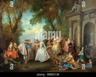 La danse face à une fontaine ; Nicolas Lancret (Français, 1690 - 1743) ; France ; en 1724 ; Huile sur toile ; Digital Image courtoisie de la Getty's Open Content Pr Banque D'Images