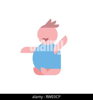 Peu de professionnels de la petite enfance enfant bébé garçon enfant portant concept body bleu homme personnage télévision pleine longueur isolée Illustration de Vecteur