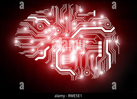 Le rendu 3D d'une image conceptuelle représentant l'Intelligence Artificielle. Banque D'Images