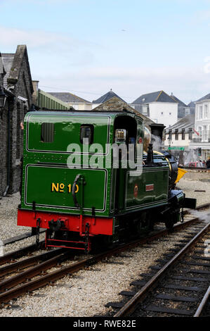 Un moteur à vapeur appartenant à la Compagnie des chemins de fer de l'île de Man, à la fin de la ligne de Port Erin, sur la côte sud-ouest de l'île de Man, la Grande-Bretagne. Banque D'Images