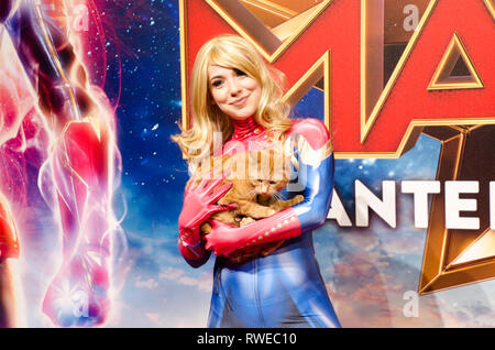 De l'influence italienne Antonella Arpa à Captain Marvel premiere tapis rouge, en fabrique. Milan, March 5th, 2019 Banque D'Images