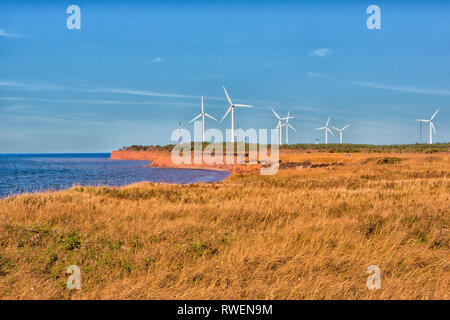 Éoliennes, Cap Nord, Prince Edward Island, Canada, Banque D'Images