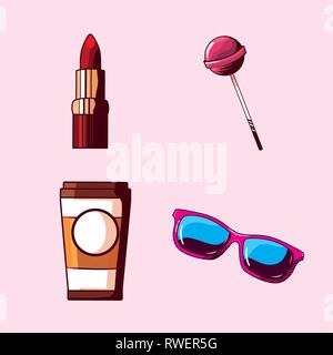 Icônes set style pop art vector illustration design Illustration de Vecteur