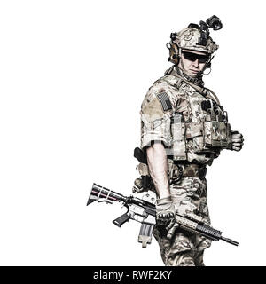 Membre de l'élite de l'US Army Rangers, contraste. Banque D'Images