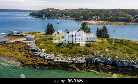 Phare de l'île de citrouille, Little Deer Isle, Deer Isle, ME Banque D'Images