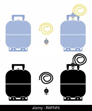 Bouteille de gaz. Sans contour et remplissage noir. Illustration de Vecteur