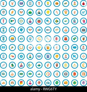 L'équipage 100 icons set, cartoon style Illustration de Vecteur