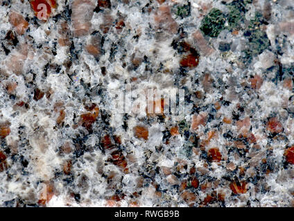 Le Granit. Close-up de la structure. Cristaux (quartz, feldspath, mica) clairement visibles Banque D'Images