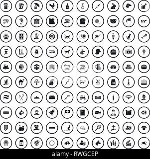 Animaux domestiques 100 icons set, le style simple Illustration de Vecteur