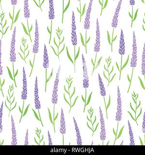 Fleurs de Lavande modèle homogène. Vector illustration sur fond blanc. Pour les textiles, web, print, surface design Illustration de Vecteur