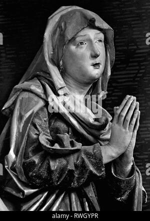 Mary, vers 15 av. J.-C. - vers 48 après J.-C., mère de Jésus, portrait, sculpture, par Niclas Gerhaert van Leyden (circa 1430 - 1473), 1462, bois, peint, l'église Saint Georges, Additional-Rights Clearance-Info-Noerdlingen,-Not-Available Banque D'Images