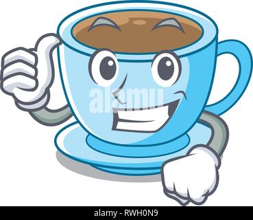 Thumbs up tasse de lait plateau au-dessus de table de dessin animé Illustration de Vecteur