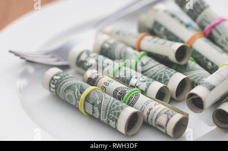 En dollars américains, symbolisé comme produit alimentaire Banque D'Images