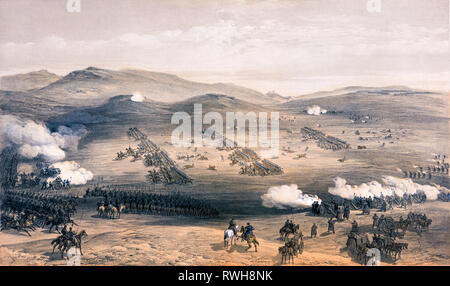 Charge de la Brigade légère. Charge de la Brigade de cavalerie légère, imprimé, 25th octobre 1854, par William Simpson, 1855 - bataille de Balaclava Banque D'Images