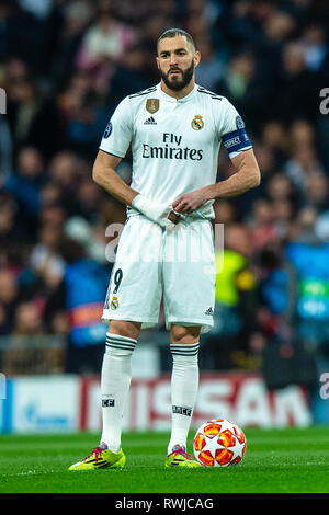 Madrid, Espagne. 5e Mar, 2019. V real madrid football Ligue des Champions de l'AFC Ajax 2018-2019 Karim Benzema du Real Madrid : Crédit photos Orange vof/Alamy Live News Banque D'Images