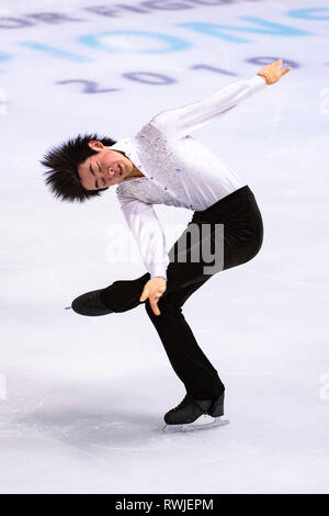 Tatsuya Tsuboi du Japon durant les championnats du monde juniors de patinage artistique 2019, Junior Hommes programme court à Dom sportova de Zagreb, Croatie, le 6 mars 2019. (Photo par Enrico Calderoni/AFLO SPORT) Banque D'Images