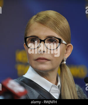 Kiev, Ukraine. 7 mars, 2019. Leader du parti politique ukrainien vu lors d'une conférence de presse. Candidat à l'élection présidentielle ukrainienne Ioulia Timochenko a signé des engagements pour les électeurs de l'Ukraine. Crédit : Sergei Chuzavkov/SOPA Images/ZUMA/Alamy Fil Live News Banque D'Images