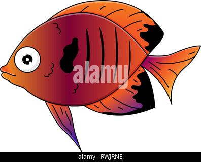 Poissons de mer multicolore Cute cartoon dans le style. Vector illustration. Illustration de Vecteur